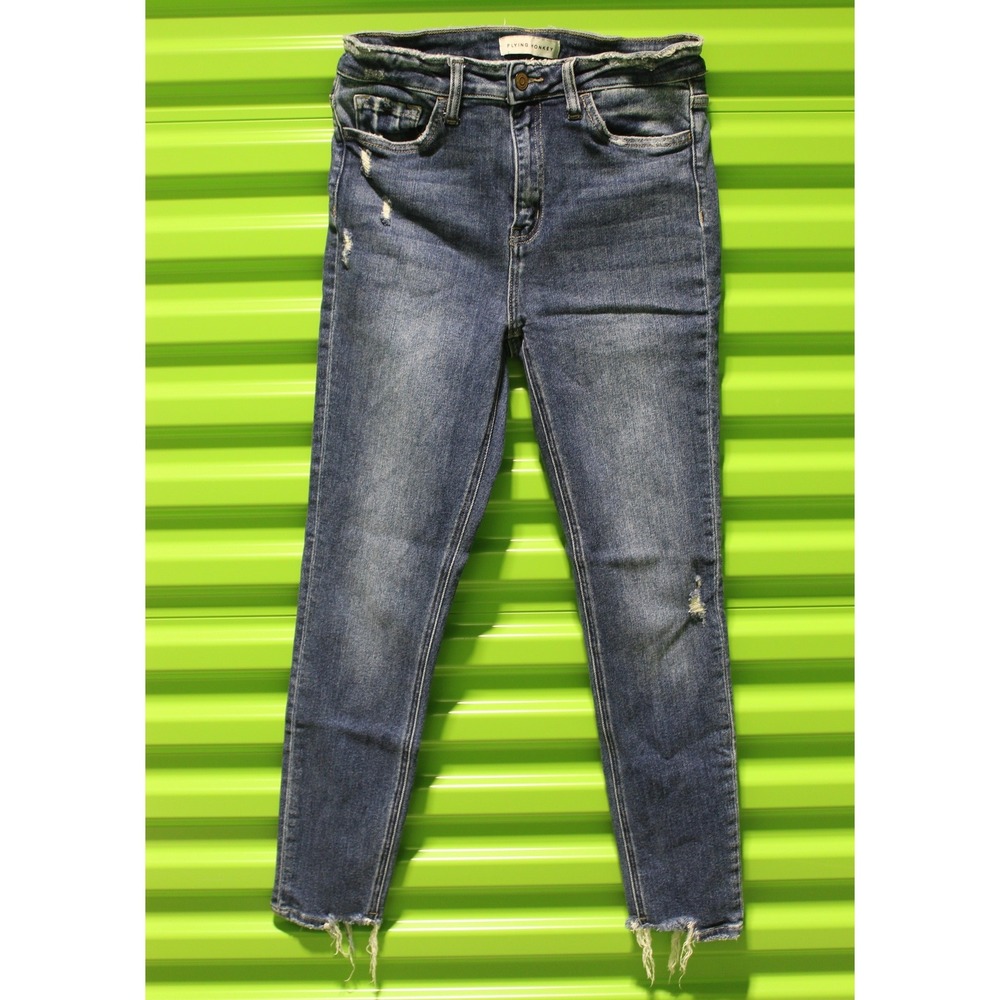 Flying Monkey Distressed Skinny Jeans Medium Wash Raw Hem Y3806 Size 28